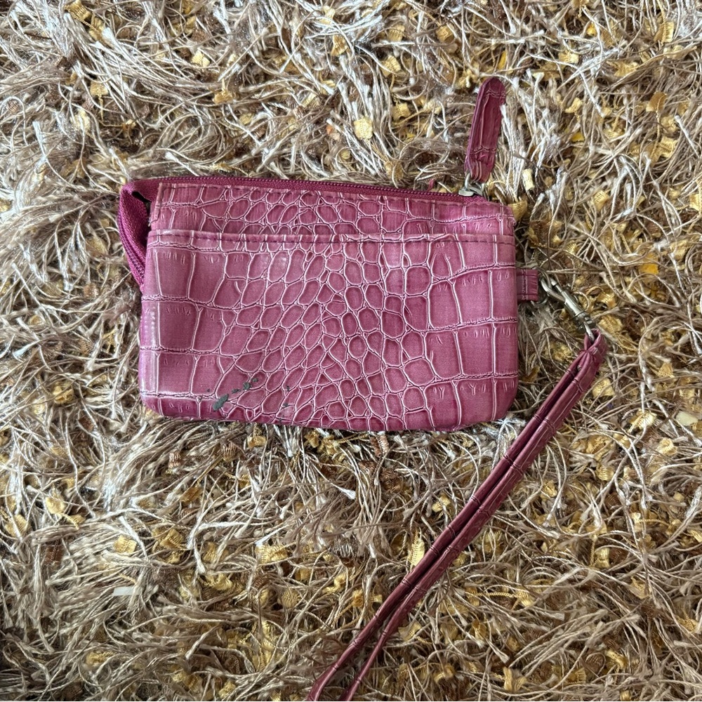 Crocodile Embossed Clutch in Burgundy